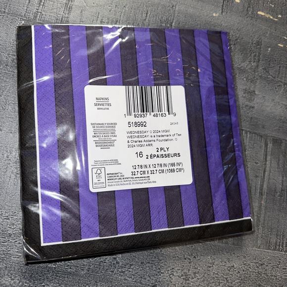 Wednesday Addams Party Table Supplies Luncheon Napkins 16 Count - Picture 2 of 2